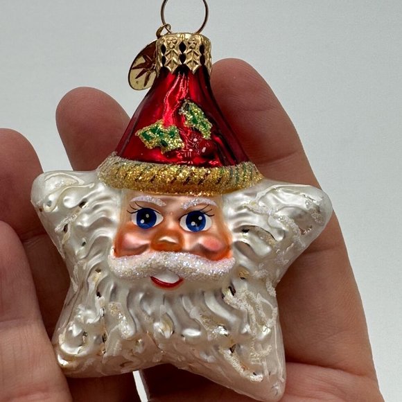 RED Christopher Radko Shine On Santa Star Glass Christmas Ornament Lil Gem Santa - Picture 2 of 9
